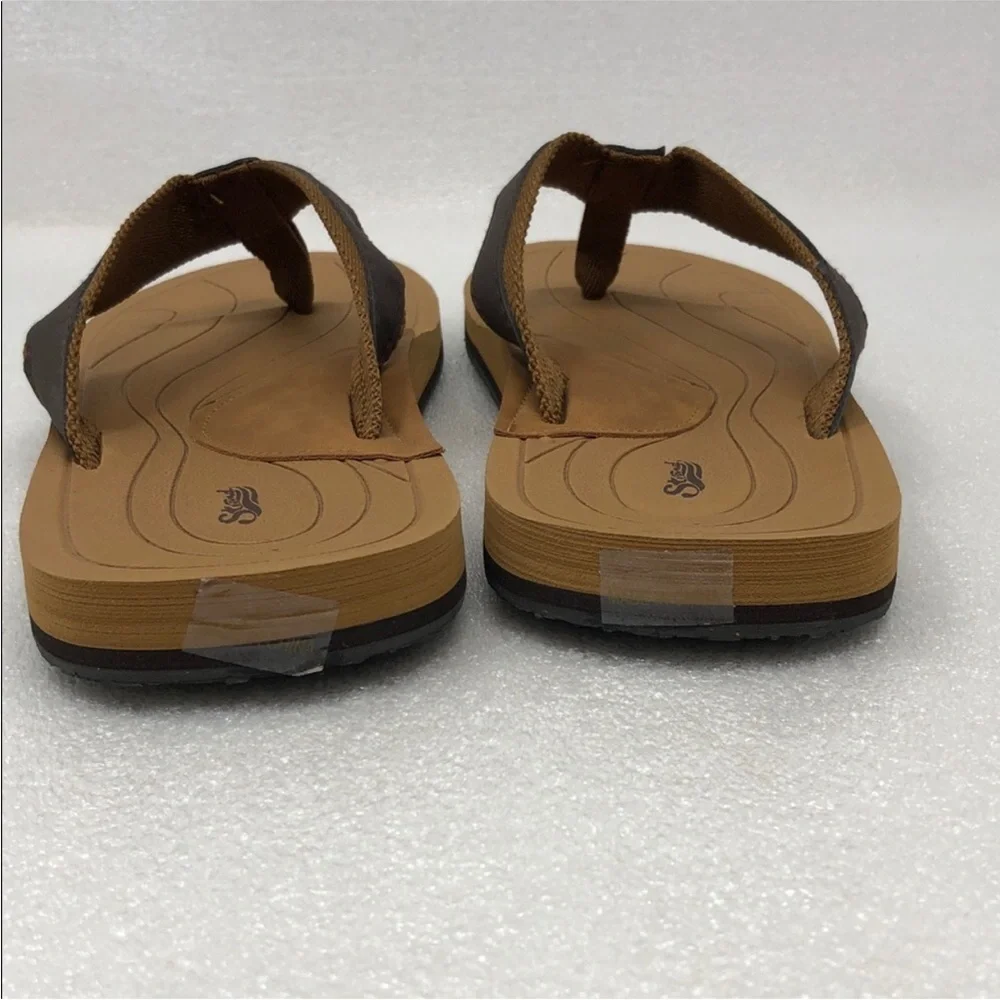 Strand Flip Flops for Men Brown & Tan Toe Post Sandals Size 11 Vacation Casual